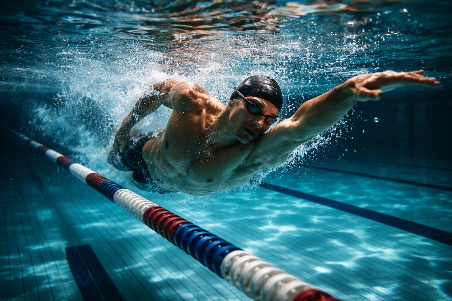 Orta seviyede farkli yuzme stilleri calismasi